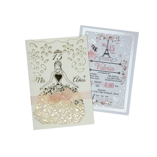 Invitación Silueta Vestido Lazo